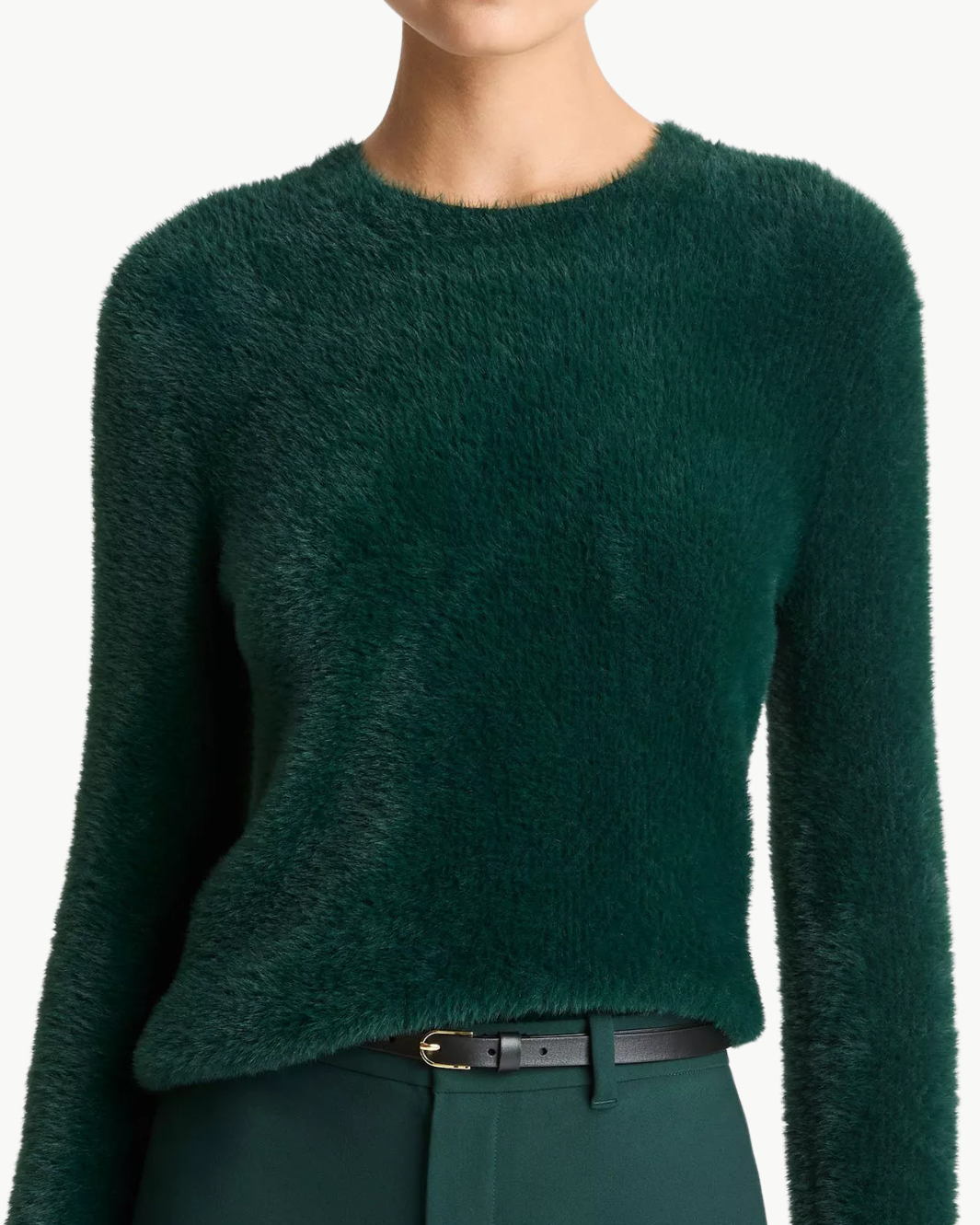 EYELASH CREW NECK SWEATER IN JUNIPER