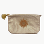 Olivia Dar LARGE SUN MAKE UP BAG IN GOLD LINEN at Romi Boutique
