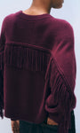 White & Warren Cashmere Blend Luxe Fringe Crewneck at Romi Boutique