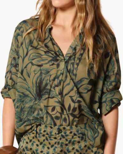 ADELE SHIRT IN FLORAL PRINT GREEN - Romi Boutique