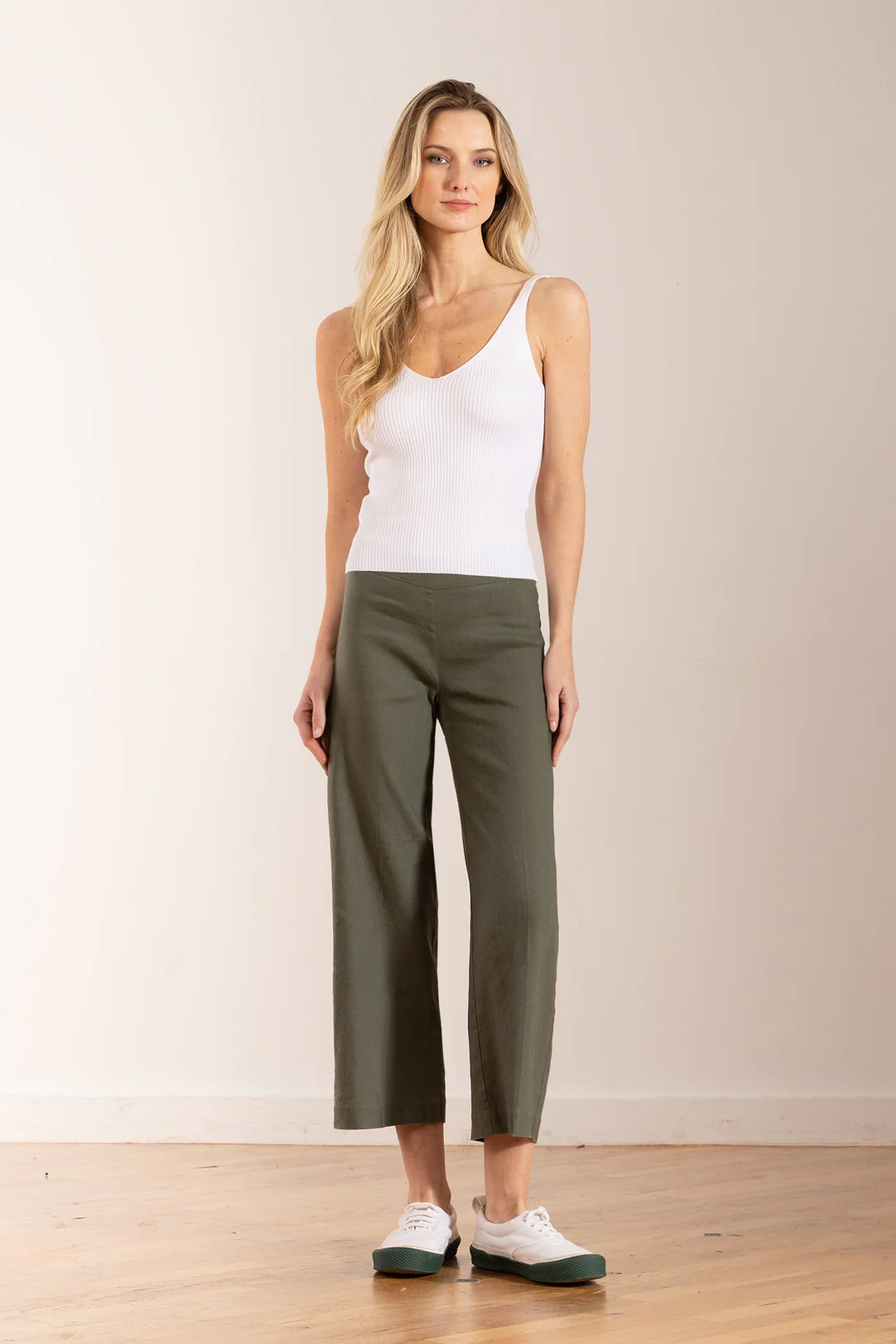 ALEX LINEN PANT IN OLIVE - Romi Boutique