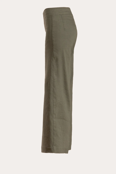 ALEX LINEN PANT IN OLIVE - Romi Boutique
