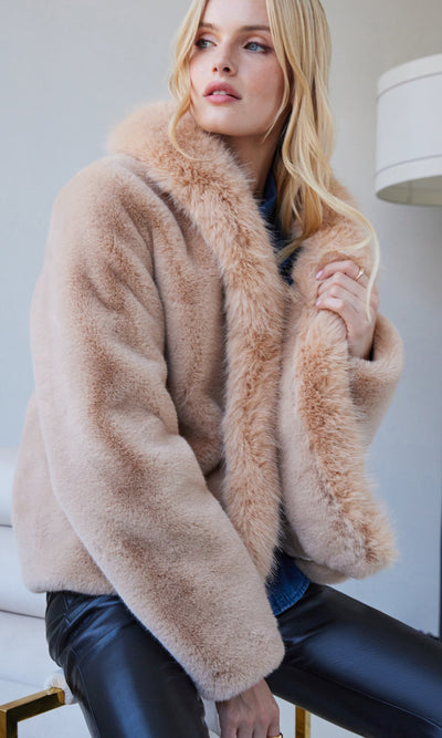 DASHA FAUX FUR JACKET IN BEIGE