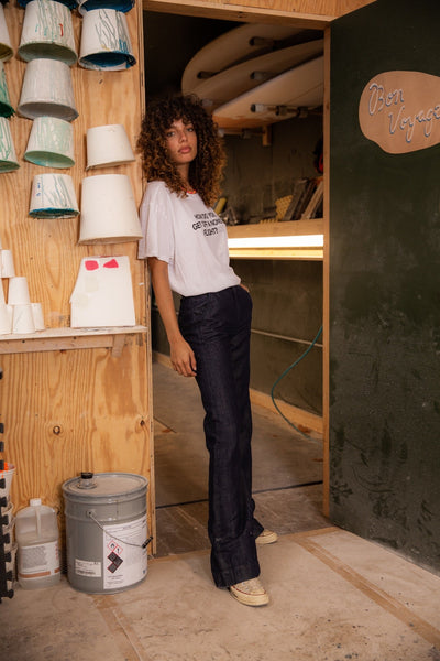 DENIM TROUSER IN INDIGO LINEN
