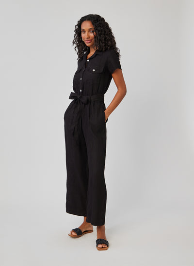 SEAMED JUMPSUIT IN BLACK