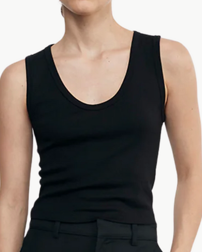 SUPIMA BABY RIB CROPPED TANK IN BLACK - Romi Boutique