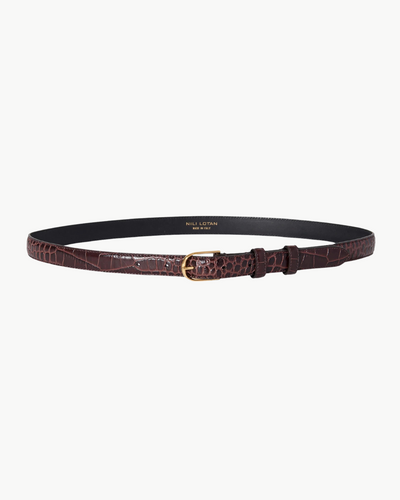 JANE BELT IN BROWN CROC WITH BRASS - Romi Boutique