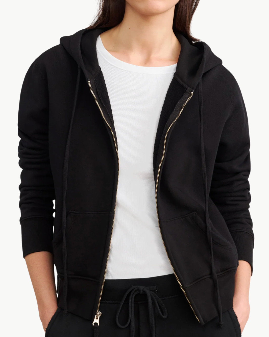CALLIE ZIP UP HOODIE IN WASHED BLACK - Romi Boutique