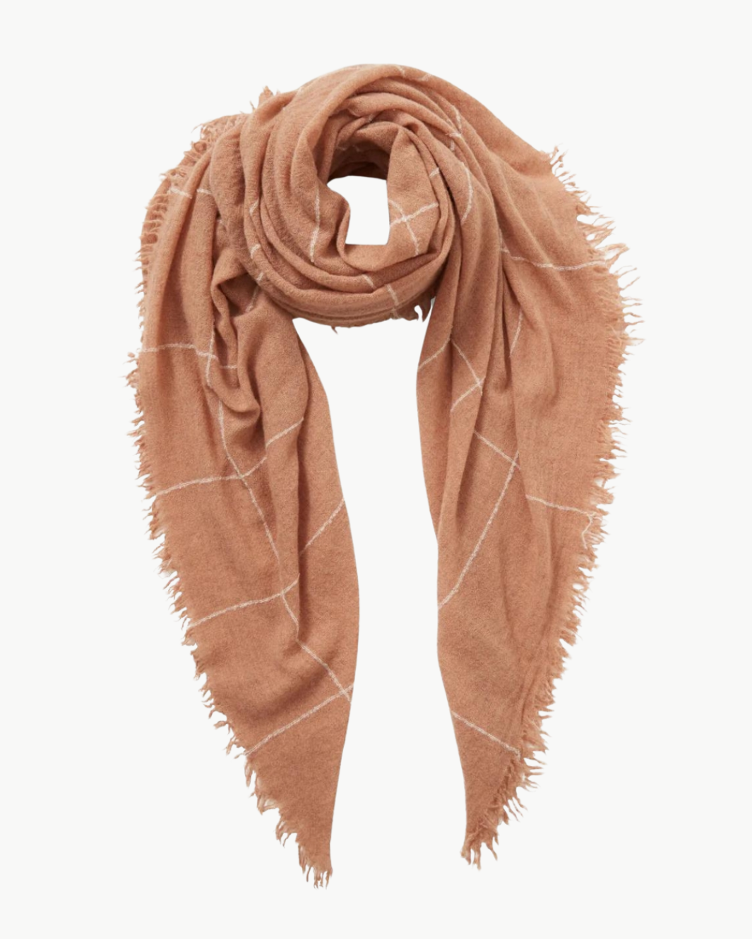 WINDOWPANE CASHMERE SCARF IN EGRET - Romi Boutique