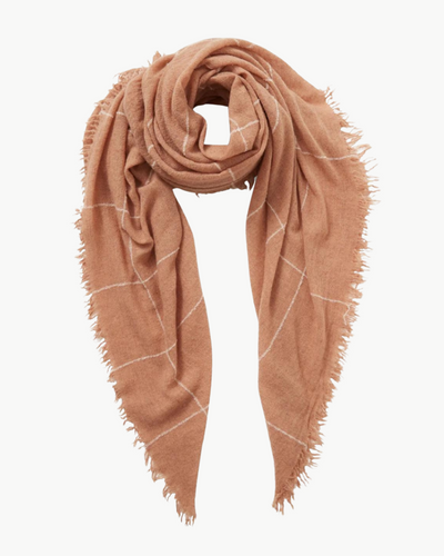 WINDOWPANE CASHMERE SCARF IN EGRET - Romi Boutique