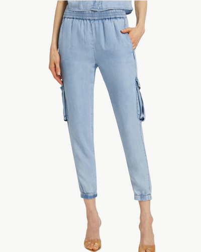 CHANDRA DENIM JOGGER IN LIGHT BLUE - Romi Boutique