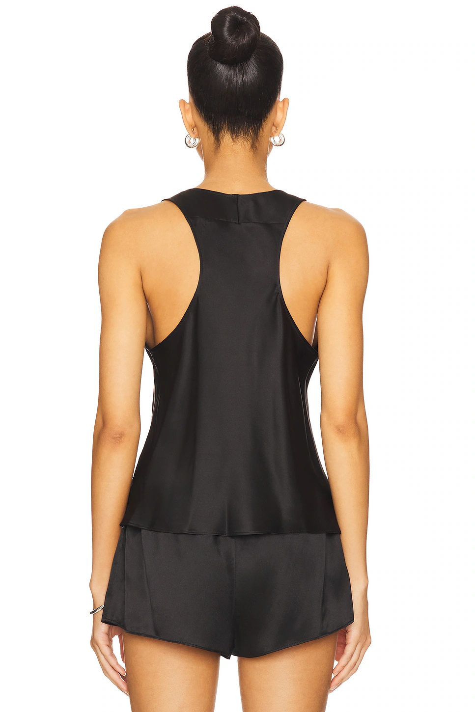 SILK SATIN TANK IN BLACK