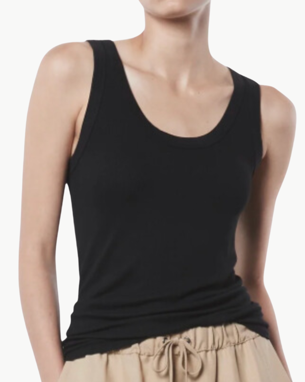 SILK KNIT BOLD TANK IN BLACK - Romi Boutique