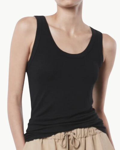 SILK KNIT BOLD TANK IN BLACK - Romi Boutique