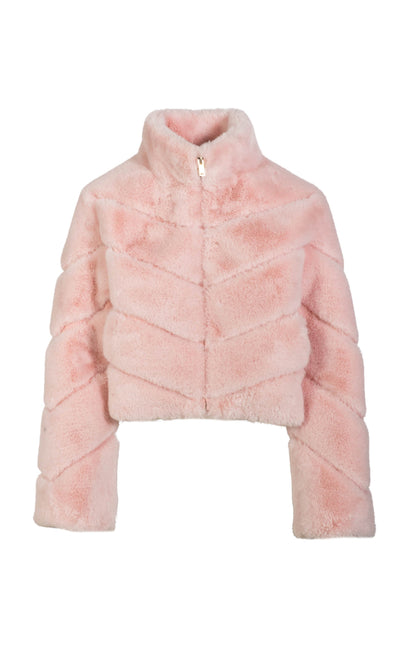 BRIANNA FAUX FUR JACKET IN BALLET SLIPPER