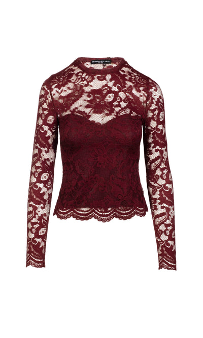 CLAYTON LACE TOP IN CABERNET