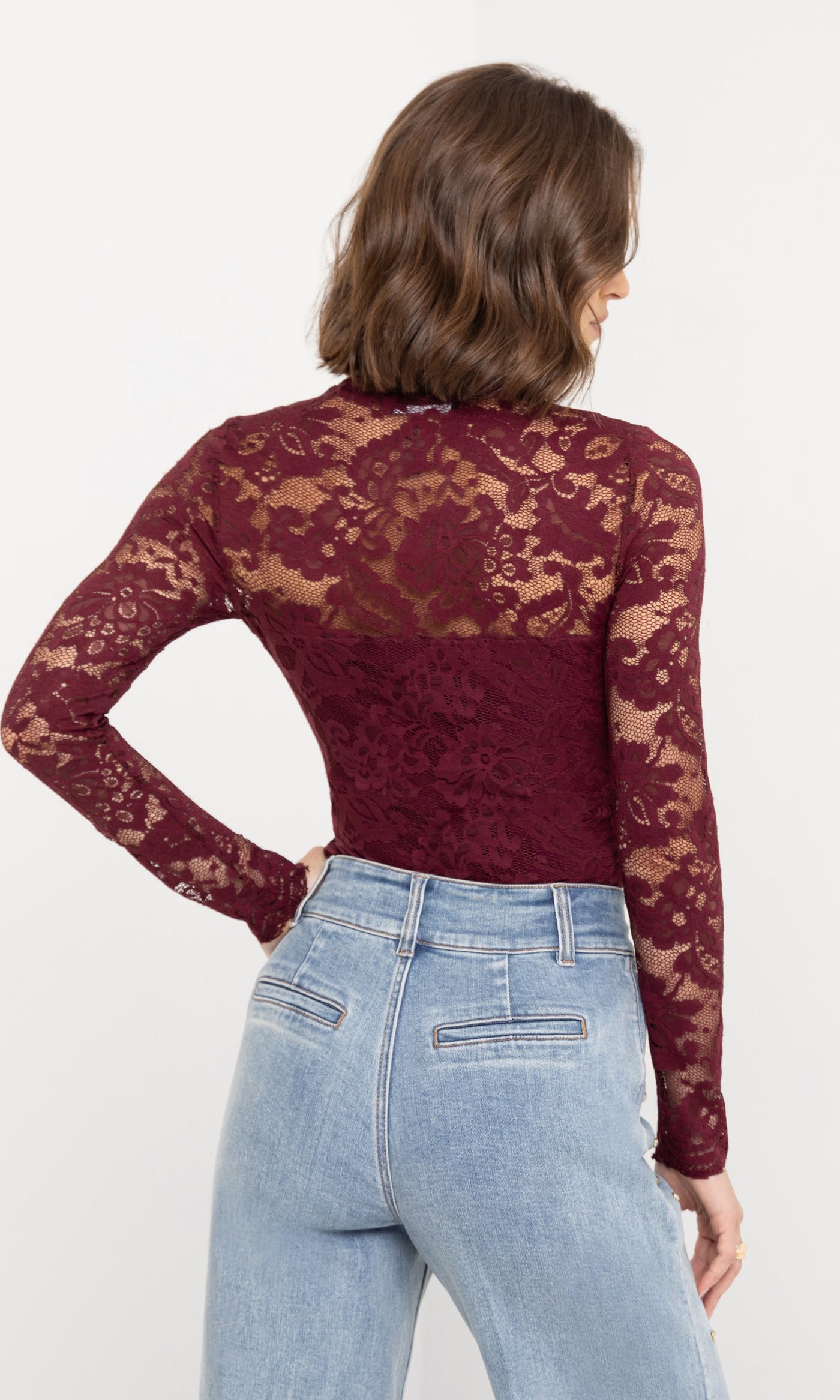 CLAYTON LACE TOP IN CABERNET
