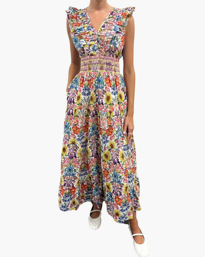 MARIBEL MIDI DRESS IN FLORAL MUSE PRINT