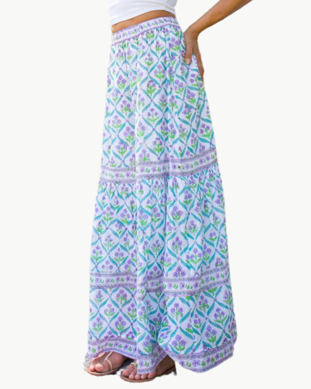 SUTTON MAXI SKIRT IN TURQUOISE PURPLE DIAMOND