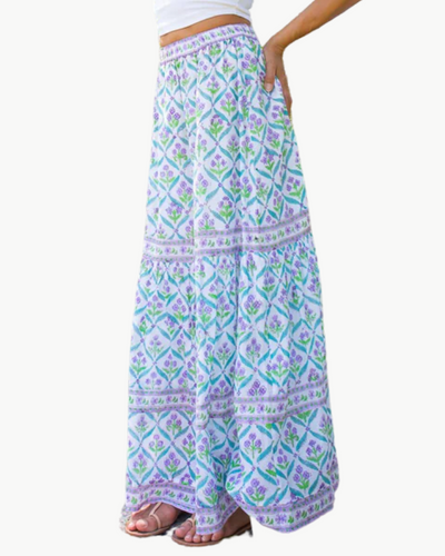 SUTTON MAXI SKIRT IN TURQUOISE PURPLE DIAMOND