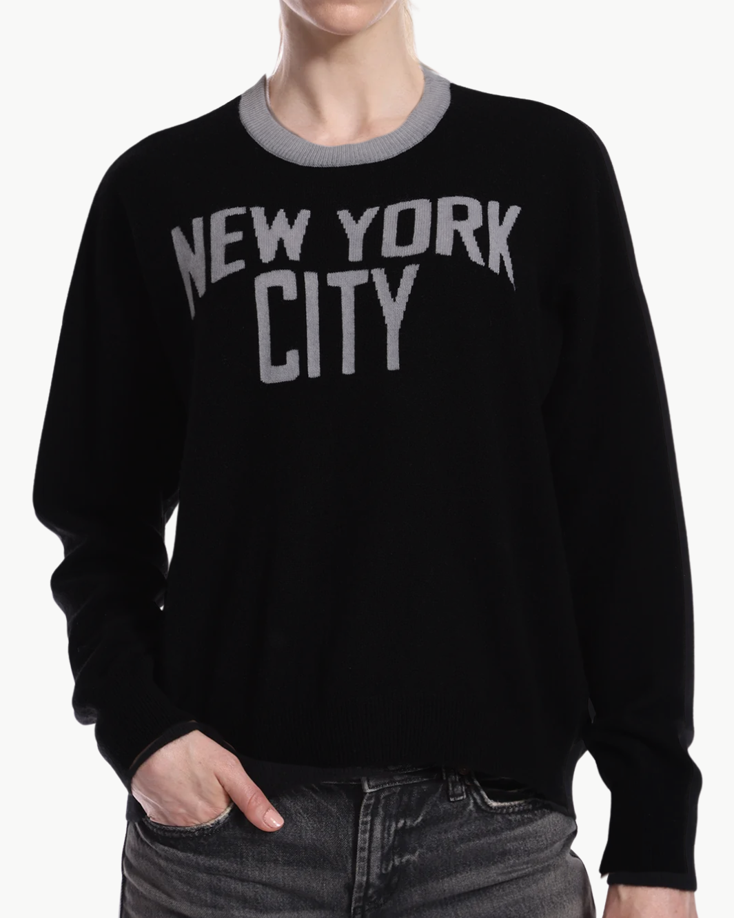 CASHMERE NEW YORK CITY CREW IN BLACK/GREY SHADOW