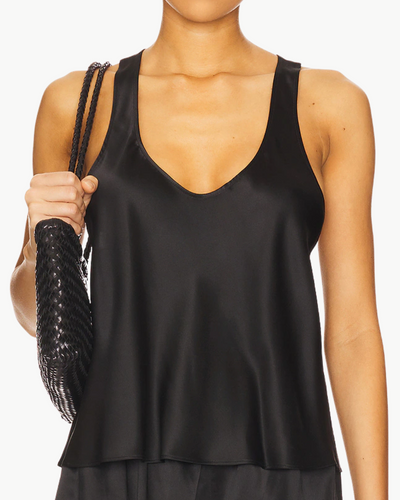 SILK SATIN TANK IN BLACK