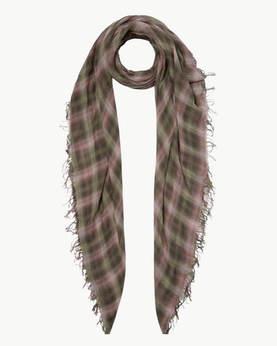 FOREST PLAID CASHMERE AND SILK SCARF - Romi Boutique