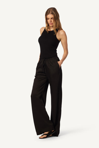 JAMEELA RACERBACK RIB TANK IN BLACK