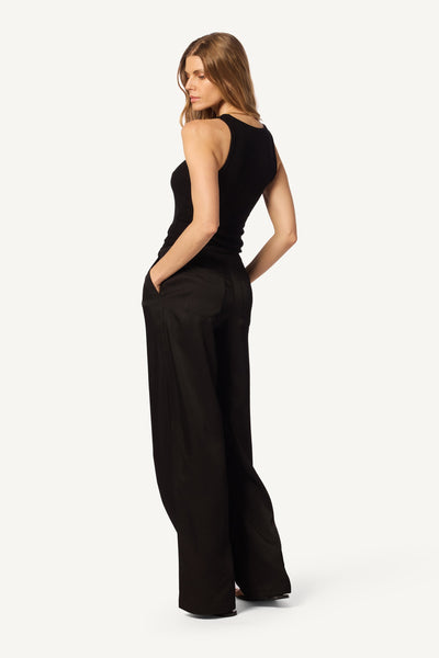 JAMEELA RACERBACK RIB TANK IN BLACK