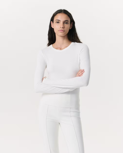 LUCA JERSEY SLIM LONG SLEEVE IN WHITE - Romi Boutique