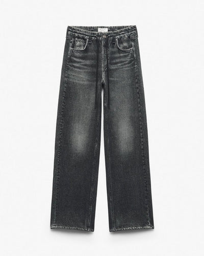 MIRAMAR WIDE-LEG TRACK PANTS IN WASHED BLACK