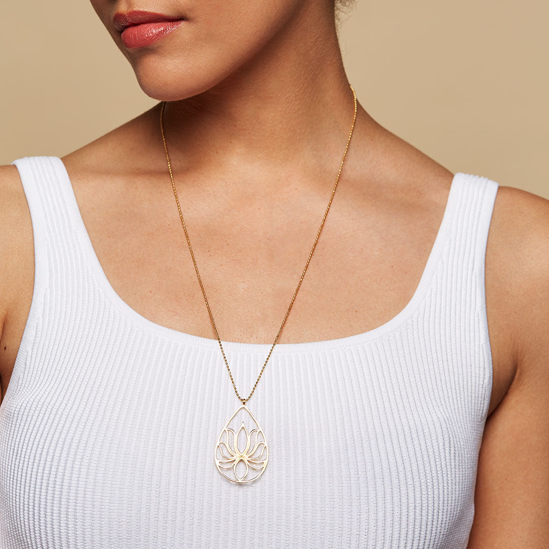 TEARDROP LOTUS GOLD NECKLACE by Satya Jewelry - Romi Boutique
