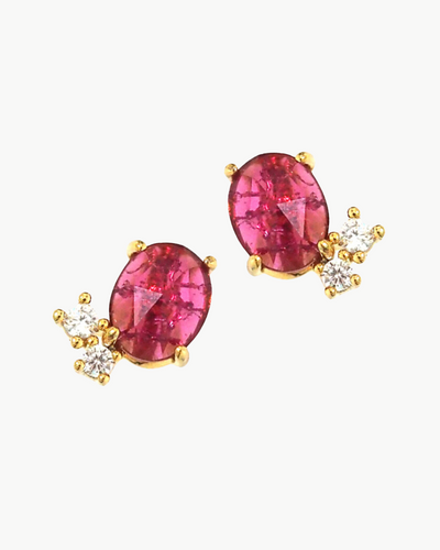 RUBY OVAL STUDS