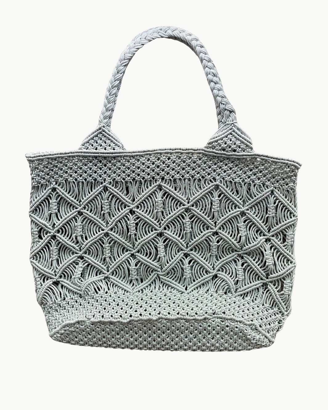 BASKET MACRAME TOTE IN SILVER - Romi Boutique