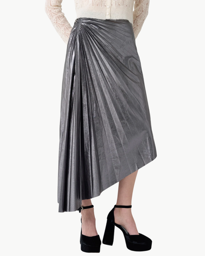 TRACY VEGAN SKIRT IN SLATE METALLIC - Romi Boutique