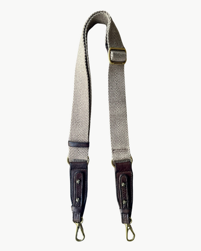 CLASSIC FABRIC SHOULDER STRAP IN BROWN LEATHER