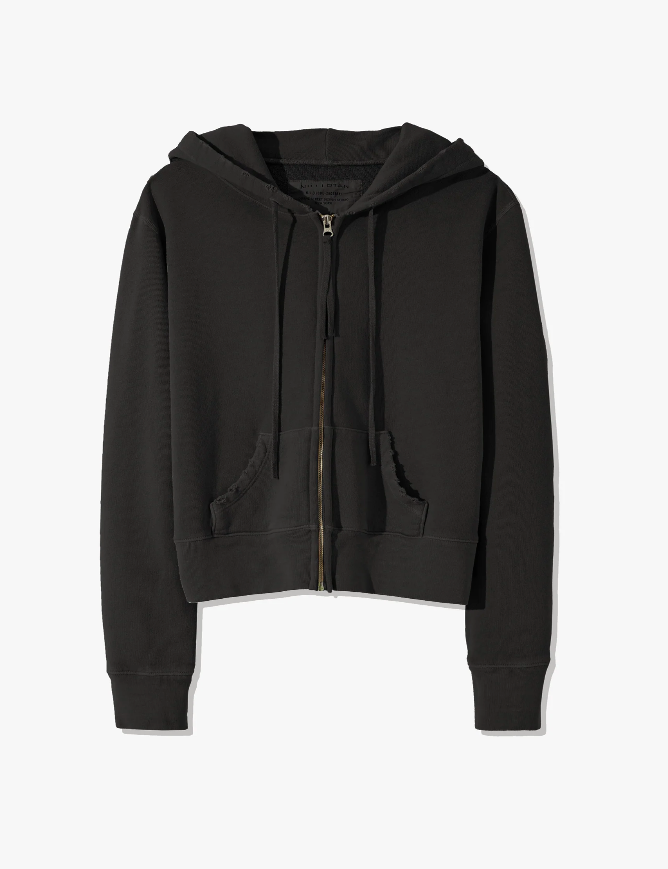 CALLIE ZIP UP HOODIE IN WASHED BLACK - Romi Boutique