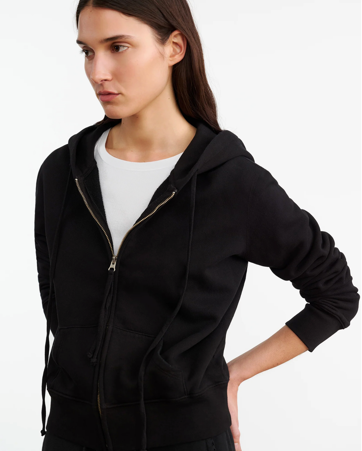 CALLIE ZIP UP HOODIE IN WASHED BLACK - Romi Boutique