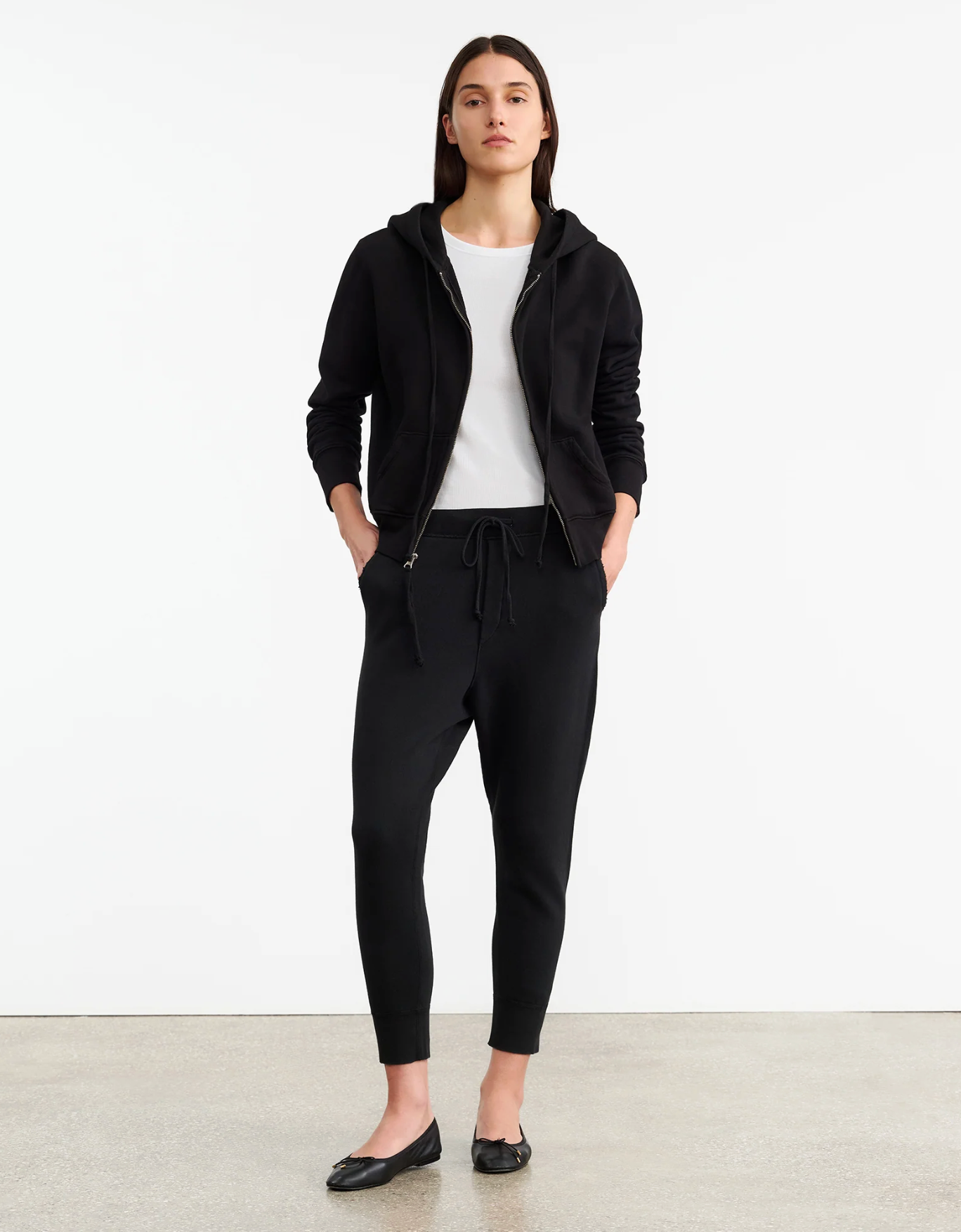 CALLIE ZIP UP HOODIE IN WASHED BLACK - Romi Boutique