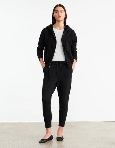 CALLIE ZIP UP HOODIE IN WASHED BLACK - Romi Boutique