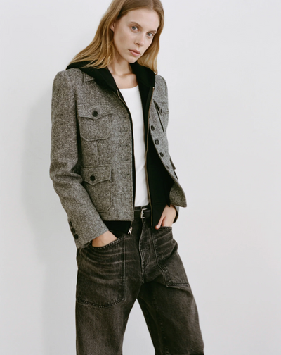 CALLIE ZIP UP HOODIE IN WASHED BLACK - Romi Boutique