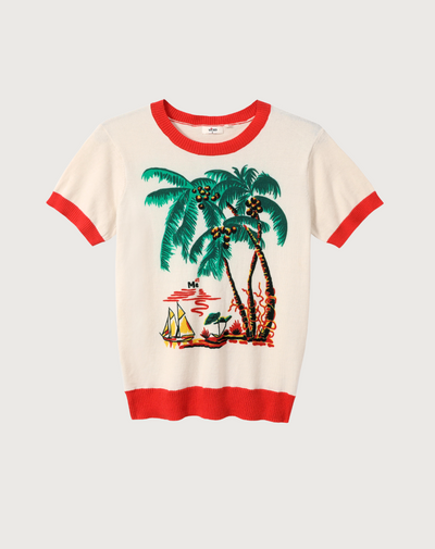 NORA KNIT TOP IN PALM TREES - Romi Boutique