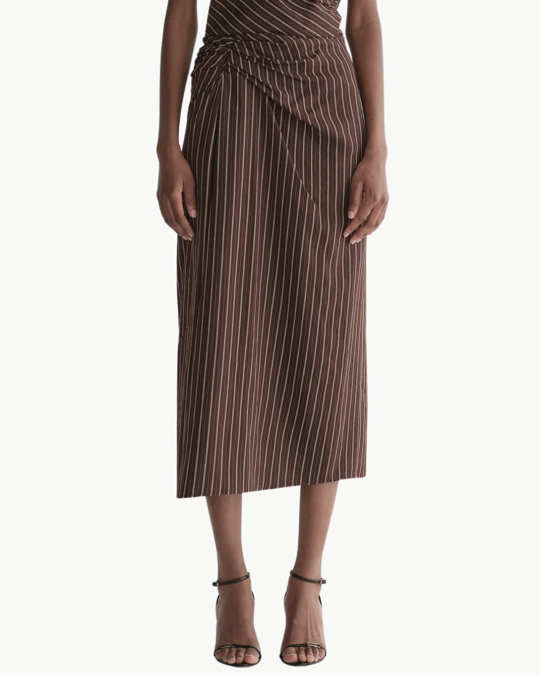JEAN STRIPED MIDI SKIRT IN GANACHE STRIPE - Romi Boutique