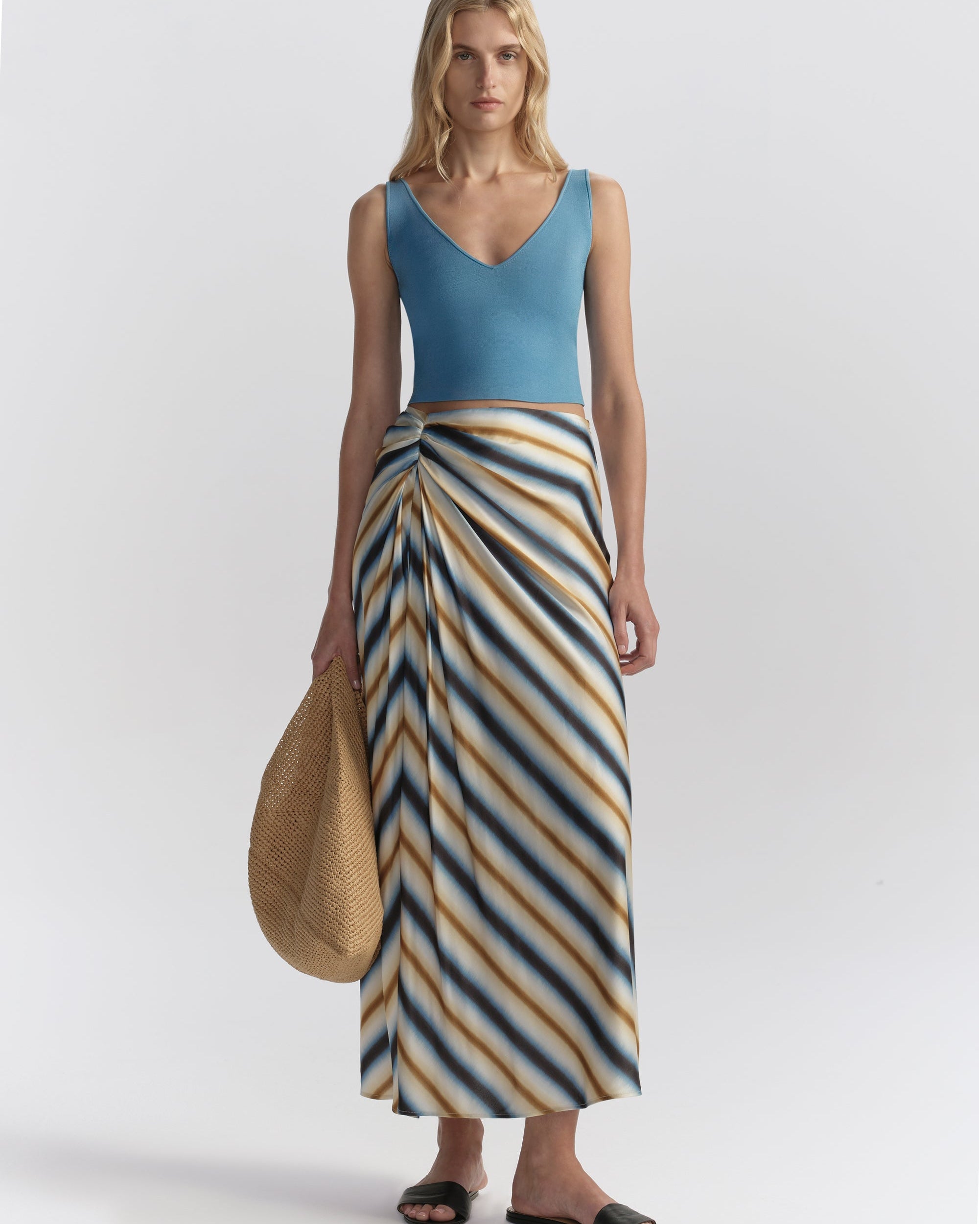 JEAN STRIPED MIDI SKIRT by A.L.C - Romi Boutique