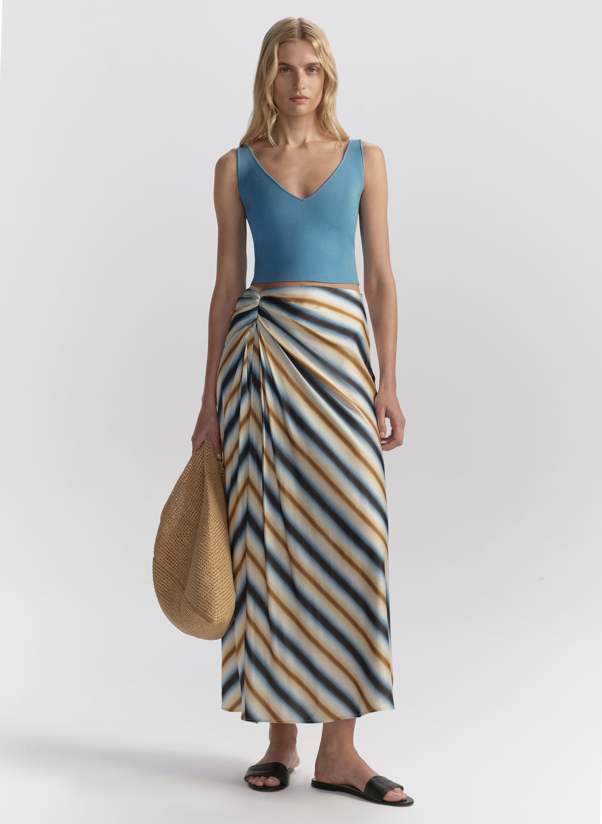 JEAN STRIPED MIDI SKIRT by A.L.C - Romi Boutique