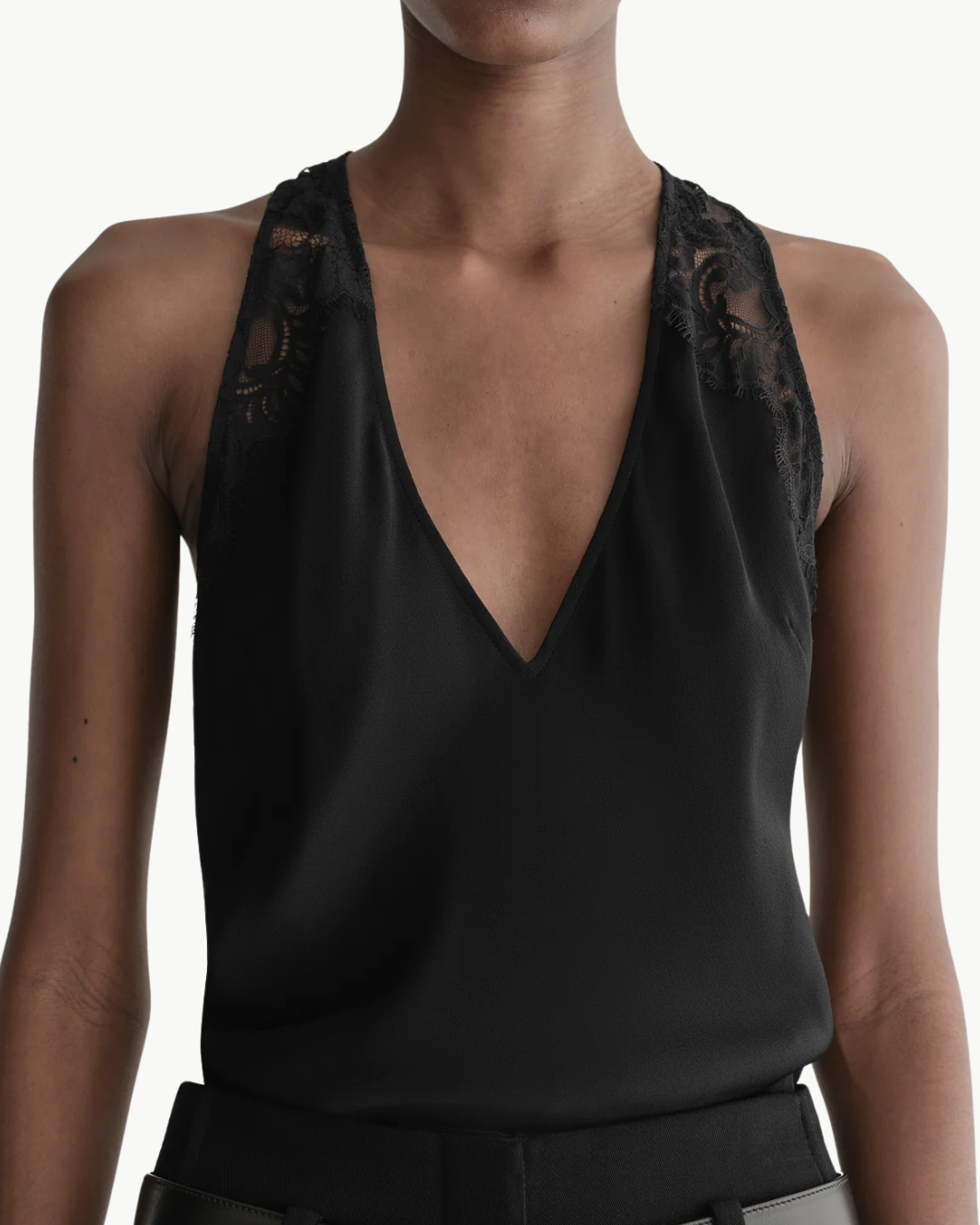 WES SATIN AND LACE TOP IN BLACK - Romi Boutique