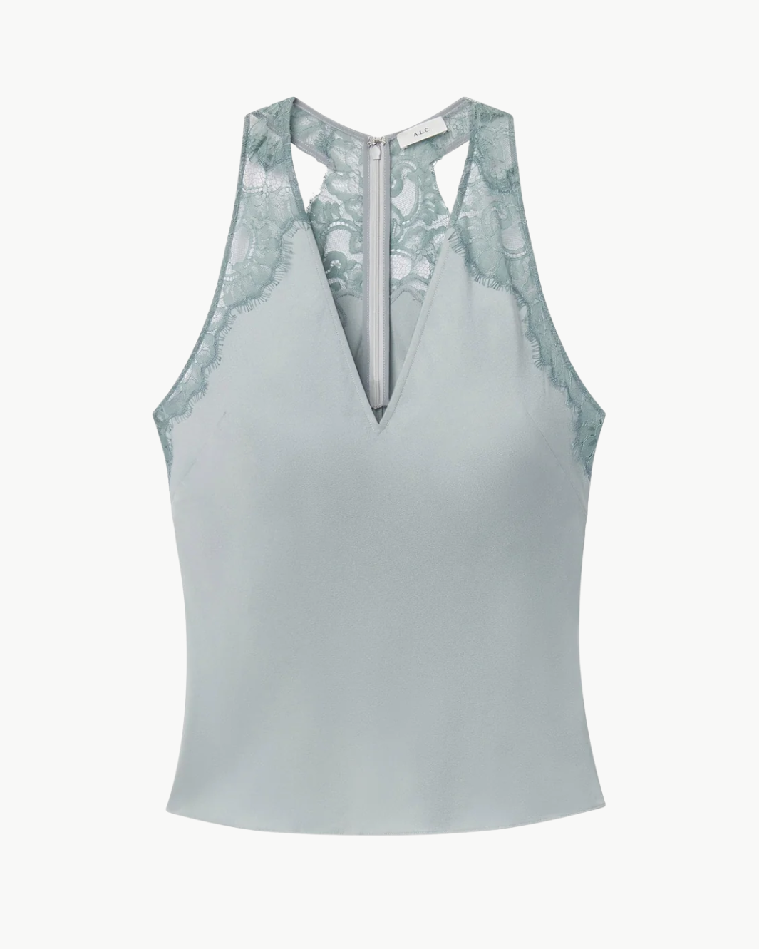 WES SATIN AND LACE TOP IN SLATE BLUE/GREY SKY - Romi Boutique