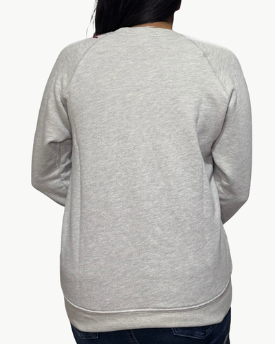 SACRED HEART CREW SWEATSHIRT IN GREY/MAROON