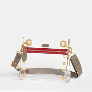 TONY SML IN CLEAR PEW/BRUSHED GOLD RED ZIP