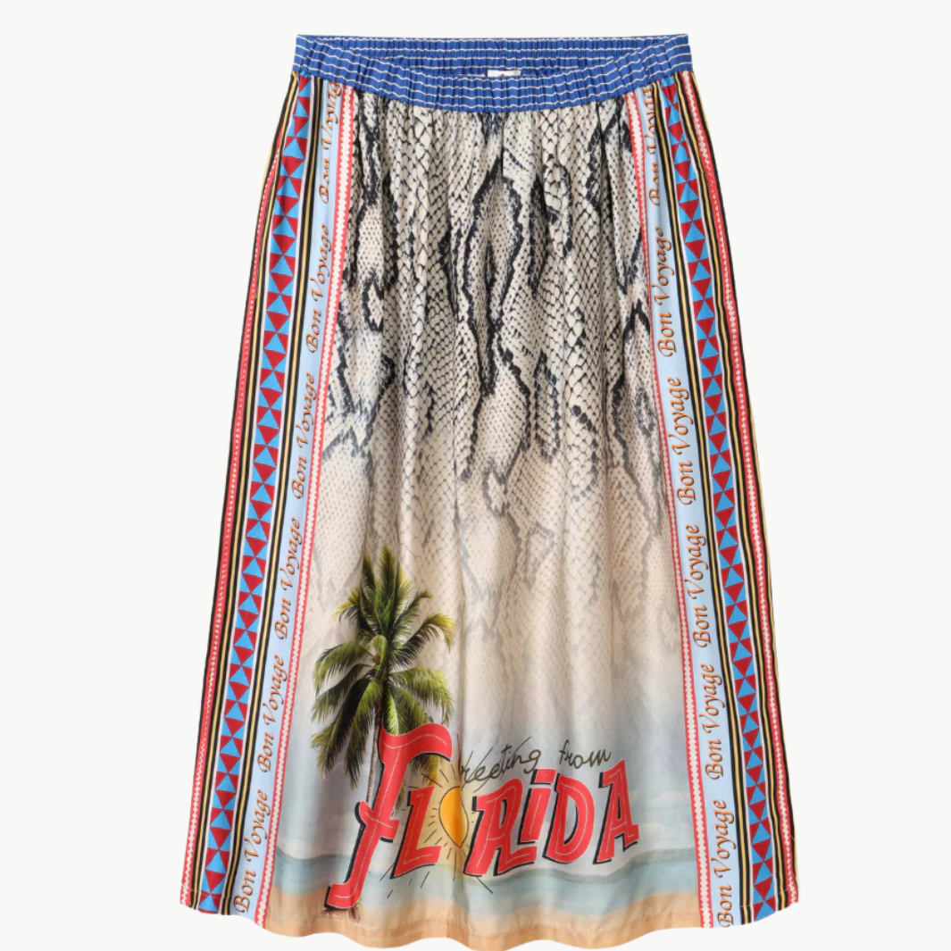Me369 VANESSA PRINTED MIDI SKIRT at Romi Boutique